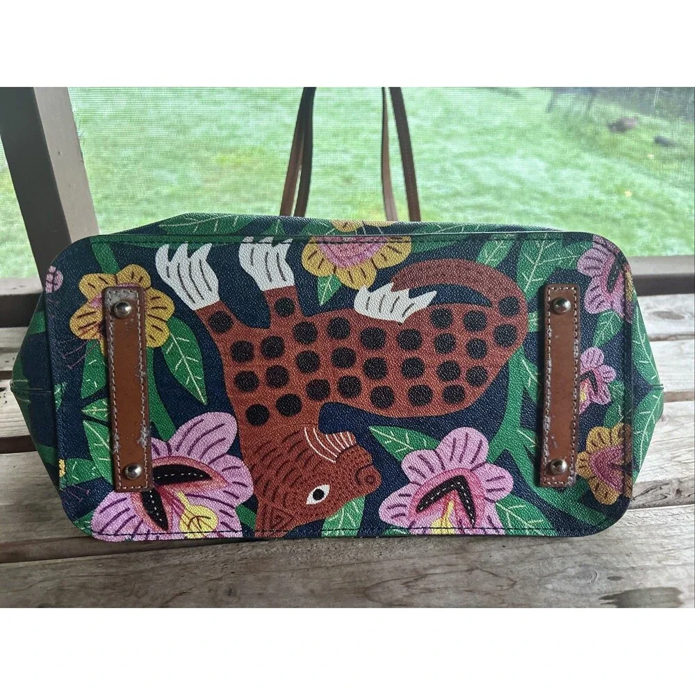 Dooney & Bourke Islamorada 🐆 Navy Dover Tote 🦜 Tropical Panama Jungle